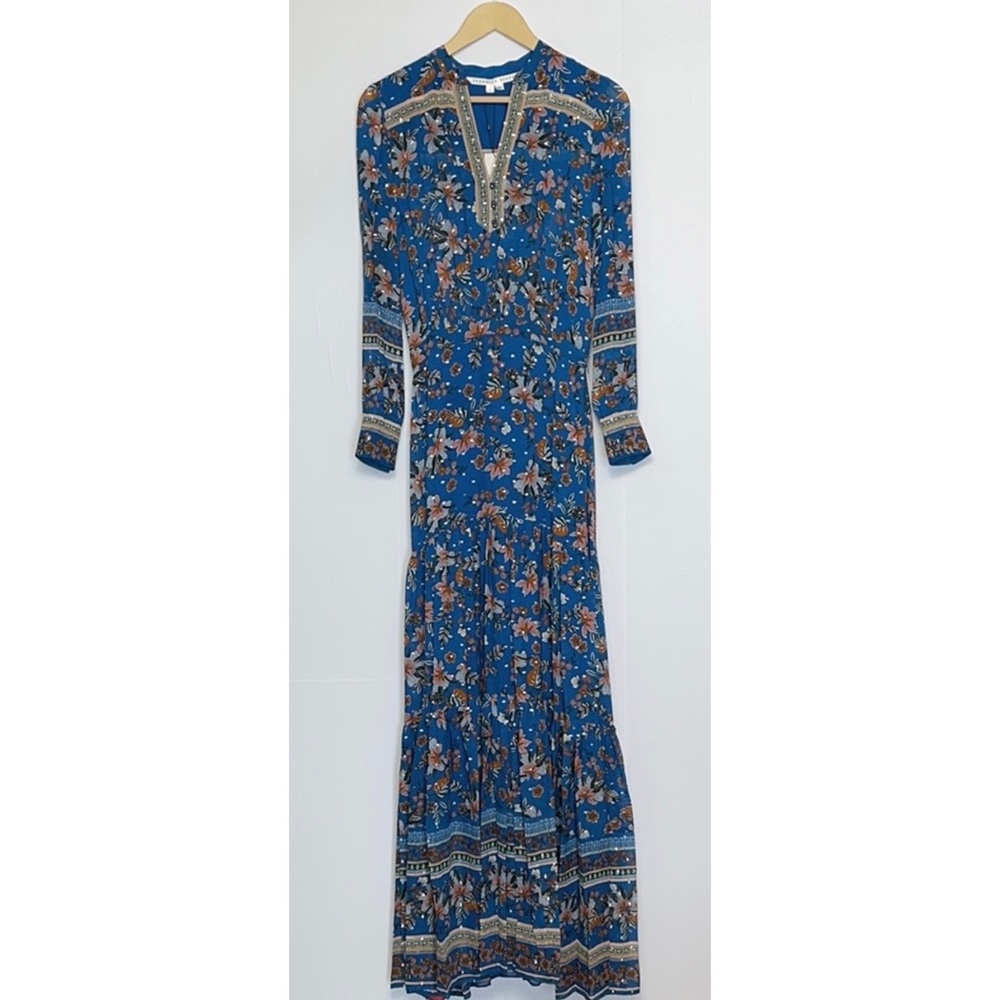 NWT VERONICA BEARD Sama Tiered Floral-print Fil Coupé Silk Georgette Maxi Dress - Picture 7 of 15